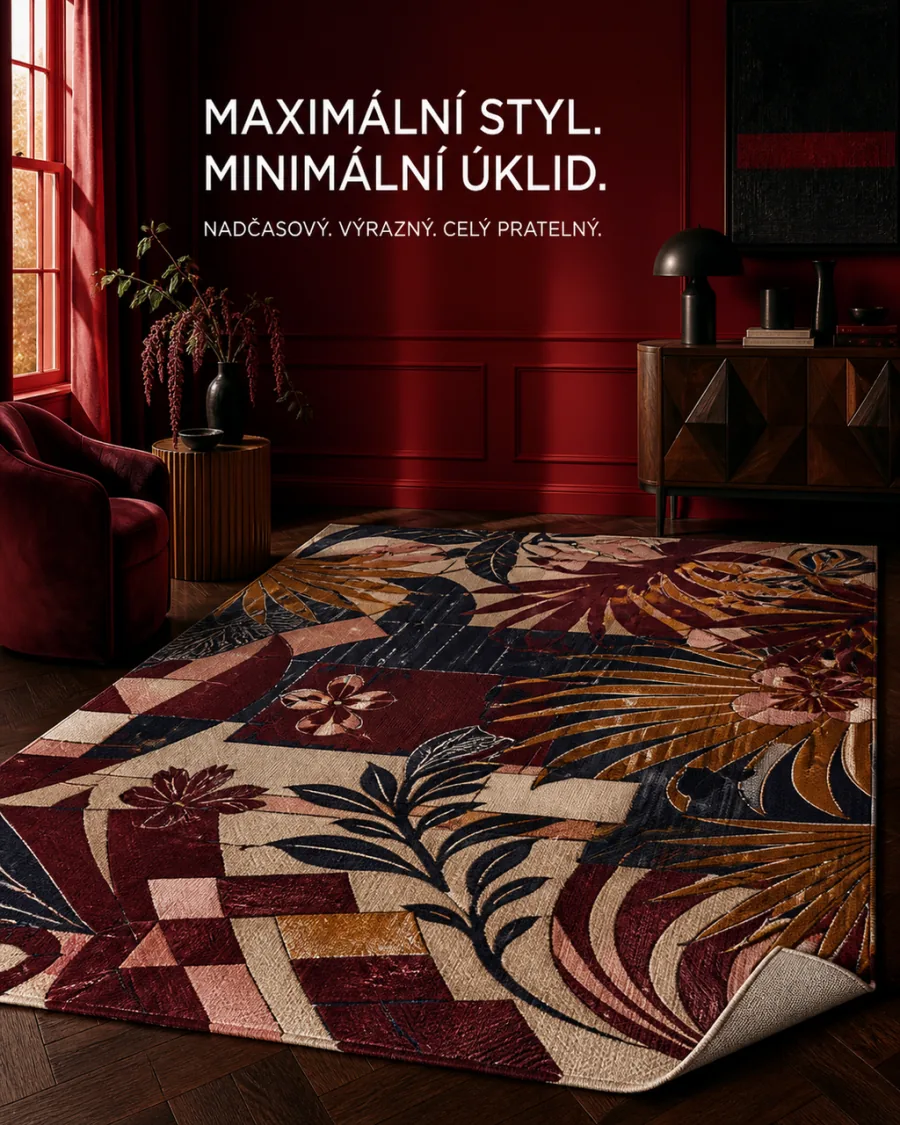Pratelný koberec, headline Maximální styl, minimální úklid